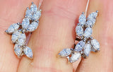 Vintage Estate 18k Gold 3.00ct G VS Marquise Diamond Drop Cluster Earrings