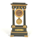 Vintage Antique Black Gold French Portico Style 19th Century Clock