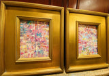 KADLIC Abstract Impasto PAIR Original Oil PaintingS Gold Gilt Frame