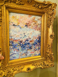 KADLIC Original Oil Painting Abstract Seascape Impasto Gold Gilt 15" Frame