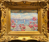 KADLIC Original Oil Painting Abstract Seascape Impasto Gold Gilt 15" Frame