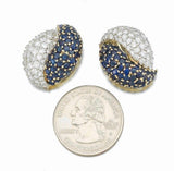 Estate 1970s 3.00 ct G VS Diamond Sapphire 18K Gold Platinum Earrings VIDEO!