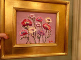 KADLIC Pink Wildflowers Floral Gardens Gilt Wood Frame 8x10”