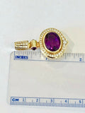 Vintage Retro Estate 18k Gold La Triomphe VS Diamond Amethyst Necklace Pendant
