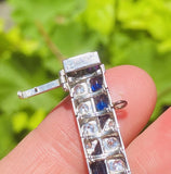 Vintage Midcentury Platinum 10.0ct Blue Sapphire Diamond Bracelet