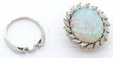 Vintage Ring-dant 18k Opal Cabachon 15ct Marquise Diamond Ballerina Ring