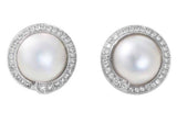 Rare $9000 Platinum Tiffany & Co. 0.85ct VS Diamond Mabe Pearl Clip Earrings