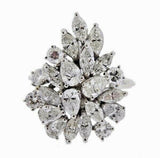 WOW 14k Gold 1950's Estate 4.5ct Pear Marquise Brilliant VS Diamond Cluster Ring