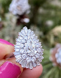 Stunning RING-DANT Platinum 4.00ct VS Diamond Ballerina Baguette Ring