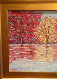 24x18" Abstract Trees Landscape KADLIC Original Oil Painting Art Gilt Frame