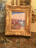 KADLIC Red Poppies Poppy Seascape Original Oil Painting 13x15" Gold Gilt Frame