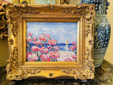 KADLIC Original Oil Painting Abstract Seascape Impasto Gold Gilt 15" Frame Pinks