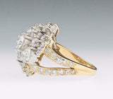 Vintage Estate 18k Gold 4.00ct Brilliant Diamond Cluster Cocktail Statement Ring