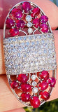 Vintage Art Deco Platinum 6.20ct G-H VS Diamond Ruby Cabachon Brooch Pendant
