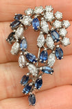 Art Deco Antique 5.00ct Sapphire Marquise Diamond 18K Brooch Pendant Necklace