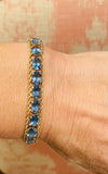 Vintage Retro Estate 14k Gold Blue Topaz Line Tennis Bracelet Fine Jewelry