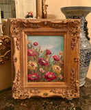 KADLIC Floral Poppies Flowers Original Oil Painting 8x10 Gold Gilt Leaf Frame