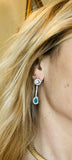 Vintage Estate 18k Gold 3.00ct VS Diamond Emerald Dangle Drop Pierced Earrings