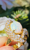 Vintage Estate 18k Gold Opal 1.50ct Diamond Cocktail Ring