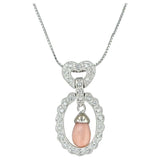 Vintage Estate 14k Gold Angel Skin Coral Diamond Drop Pendant Necklace 18" Chain