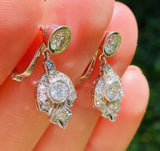 Vintage Art Deco Estate 14k Gold 2.00ct VS Diamond Stud Dangle Pendant Earrings