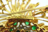 Art Deco 1940s French 18K Gold 5ct Emerald VS Diamond Converted Brooch Pendant