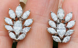 Vintage Art Deco Estate 14k Gold 2.75ct G VS Marquise Diamond Cluster Earrings