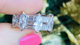 Vintage Estate Platinum 4.00ct G VS Marquise Baguette Diamond Ring