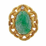 WANDER French 18k Gold VS Diamond Jade Brooch Pin Pendant
