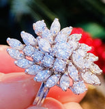 Vintage Midcentury 1950s 14k Gold 4.00 Diamond Cluster Cocktail Ring