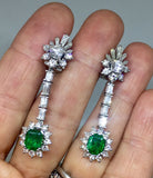 Vintage Estate 14k Gold 3.50ct Emerald VS Diamond Dangle Pendant Earrings