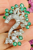 Retro 1950s Vintage Estate 18k Gold 5ct VS Diamond Emerald Necklace Pendant