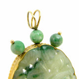 Vintage Estate Large 14K Gold Jadeite Jade Necklace Pendant 2"