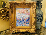 KADLIC Original Oil Painting Abstract Seascape Impasto Gold Gilt 15" Frame