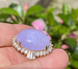 Vintage Estate 18k Gold 2.00ct VS Diamond Lavender Jade Necklace Pendant