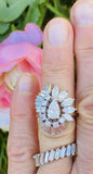 Vintage 1950s Platinum3ct VS Diamond Baguette Marquise Halo Ballerina Ring