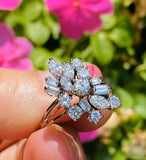 Vintage Estate 14k Gold Fancy 1.50ctw Baguette Marquise Diamond Cluster Ring