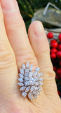 Vintage Midcentury 1950s 14k Gold 4.00 Diamond Cluster Cocktail Ring