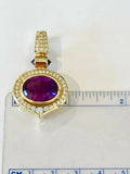 Vintage Retro Estate 18k Gold La Triomphe VS Diamond Amethyst Necklace Pendant