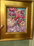 KADLIC Floral Poppies Flowers Original Oil Painting 8x10 Gold Gilt Leaf Frame