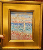 KADLIC Seascape Impasto Original Oil Table Painting Gold Gilt Frame 16” Fine Art