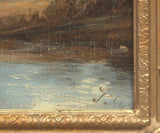 Signed Antique Original Oil Painting Landscape The American School, 19th Century