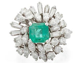 Stunning 14k Gold Mid Century 1950s Retro 4.50ct Emerald VS Diamond Ring