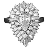 Platinum and 14K White Gold Pear Shapped Diamond Ballerina Ring Pendant Ringdant