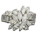 Estate Antique Platinum 3.00ct Marquise Brilliant VS Diamond Cluster Ring