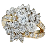 Stunning Vintage Estate 18k Gold 4.00ct VS Diamond Cluster Cocktail Ring