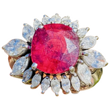 Vintage 18k Gold 6.17 ct Rubellite Ruby Red Pink Tourmaline Diamond Ring