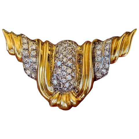Vintage Freeform Retro 14K Gold 5ct VS Diamond Peridot Slider Necklace Pendant