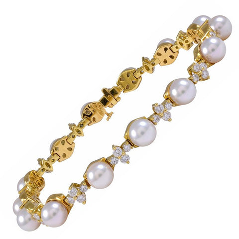 Stunning TIFFANY & CO. "ARIA" 1.68 ct VS Diamond 18k Cultured Pearl Bracelet
