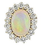 Vintage Estate 3.00Ct  VS Diamond Huge Opal 14k Gold Statement Cocktail Ring